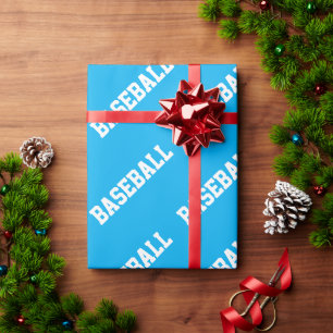 Rolig Atletisk Azurblå Vit BASEBALL Text Presentpapper