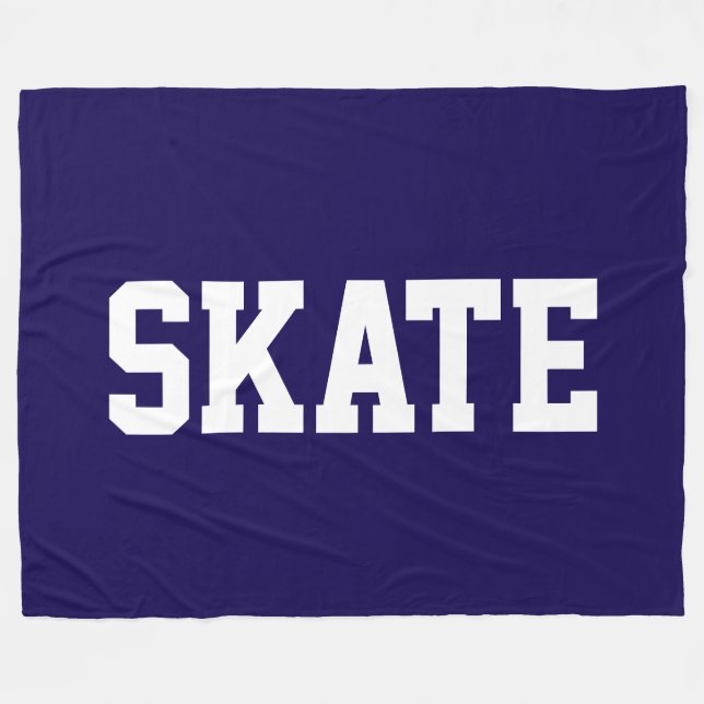 Rolig atletisk fet vit SKATE-text på marinblå Fleecefilt (Framsidan (Horisontell))