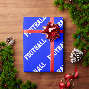 Rolig Atletisk Vit FOOTBALL Text På Royalblå Presentpapper