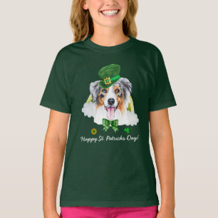 Rolig australian shepherd guld St. Patricks Day T Shirt