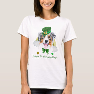 Rolig australian shepherd guld St. Patricks Day T Shirt