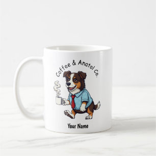 Rolig Australiensisk Herdehund Affärsdräkt Kaffe Kaffemugg