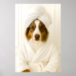 Rolig Australiensisk Shepherd Badrumstryck Poster