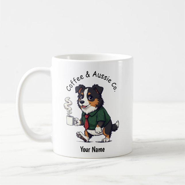 Rolig australisk herdehund Affärskostym Kaffe Kaffemugg (Vänster)