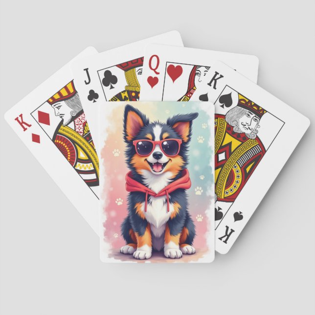 Rolig australisk herdehund Kawaii hund Casinokort (Baksidan)