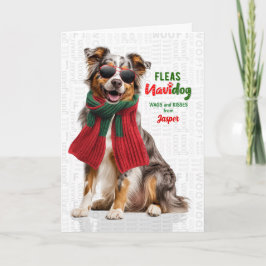 Rolig australisk shepherd med loppor Navidog med n Helgkort