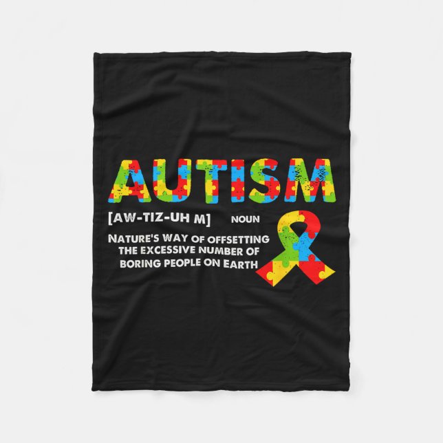 Rolig Autism Definition - Autism Medvetenhet Månad Fleecefilt (Framsidan)