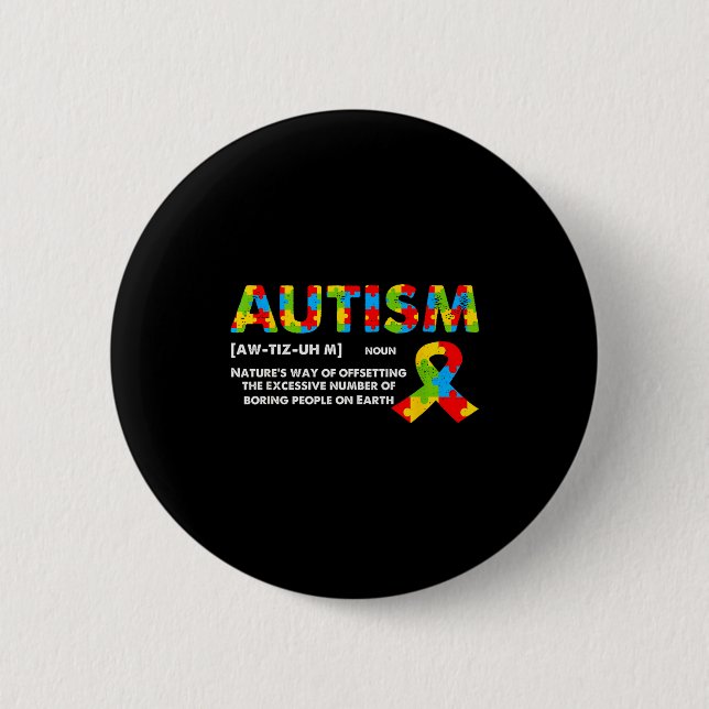 Rolig Autism Definition - Autism Medvetenhet Månad Knapp (Framsida)