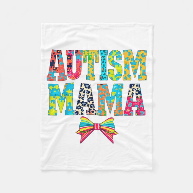 Rolig Autism Mama Pusselbit Stöd Medvetenhet Fleecefilt (Framsidan)