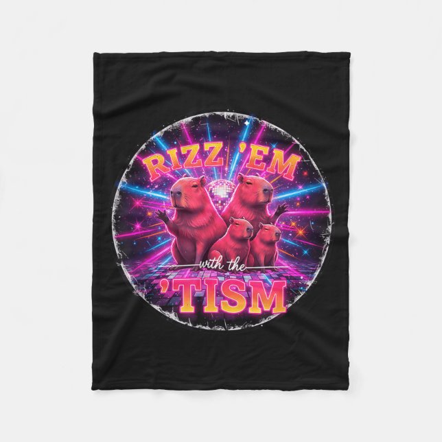 Rolig Autism Rizz Em Med Tism Capybara Meme A Fleecefilt (Framsidan)
