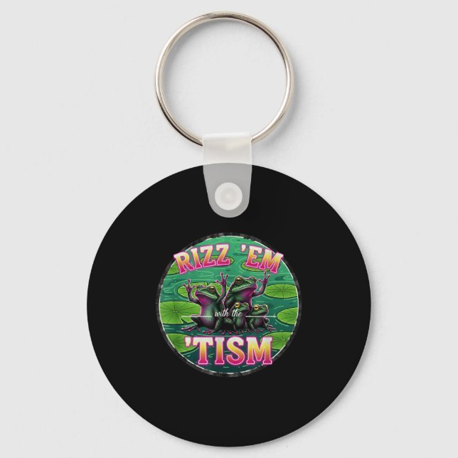 Rolig Autism Rizz Em Med Tism Groda Meme Autis Nyckelring (Framsida)