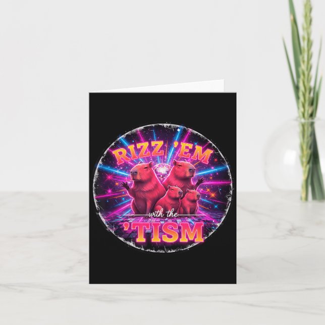 Rolig Autism Rizz Em With The Tism Capybara Meme A Kort (Framsida)