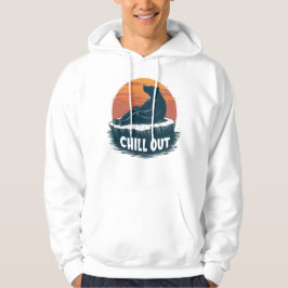 Rolig Avslappnad Björn På Stubbe Camping Solnedgån Hoodie
