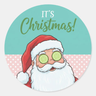 Rolig Avslappnande Tomte Spadag Jul Runt Klistermärke