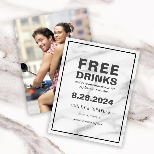 Rolig Avvikande Bröllops Save the Date med Foto Spara Datumet (Skapare uppladdad)