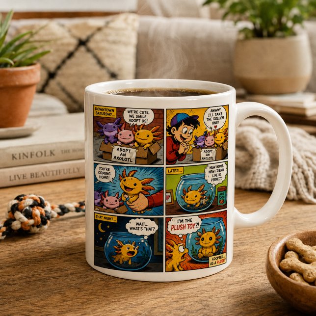 Rolig Axolotl Antagen Som Kudd Comic Kaffemugg (Skapare uppladdad)
