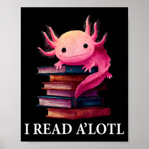 Rolig Axolotl Bokälskare Bibliotekarie Läsning Bib Poster