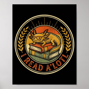 Rolig axolotl bokälskare bibliotekarie läsning bib poster