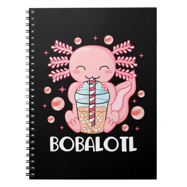 Rolig Axolotl Bubble Tea Anteckningsbok (Framsidan)