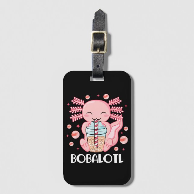 Rolig Axolotl Bubble Tea Bagagebricka (Framsida vertikal)