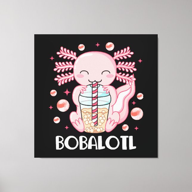 Rolig Axolotl Bubble Tea Canvastryck (Framsida)