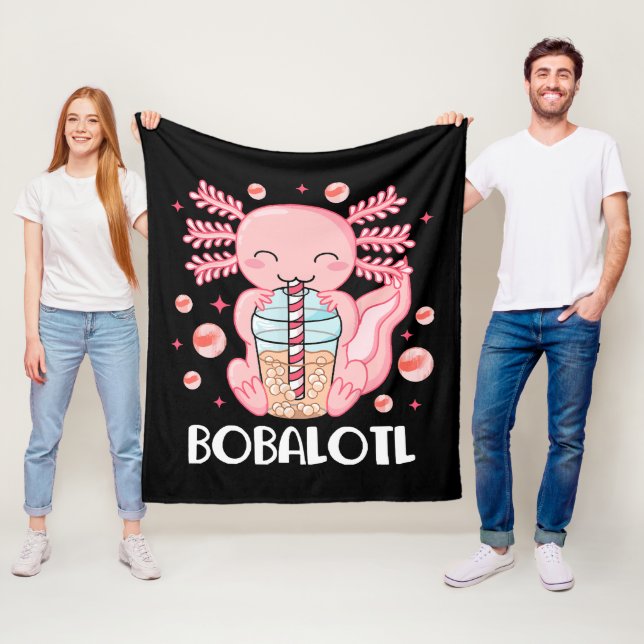 Rolig Axolotl Bubble Tea Fleecefilt (På plats)