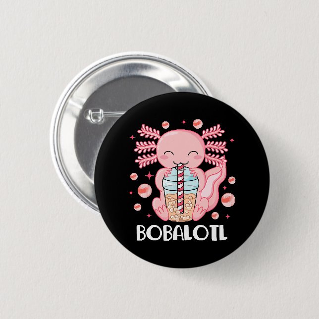 Rolig Axolotl Bubble Tea Knapp (Framsida & baksida)