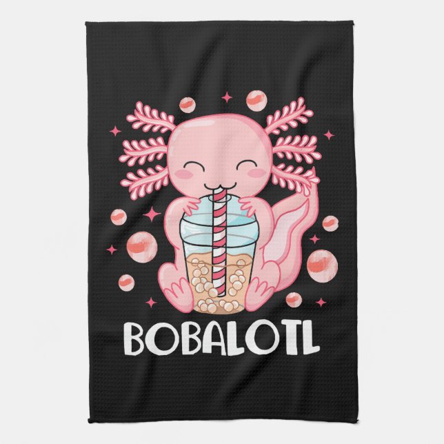 Rolig Axolotl Bubble Tea Kökshandduk (Vertikal)