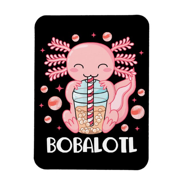 Rolig Axolotl Bubble Tea Magnet (Vertikal)