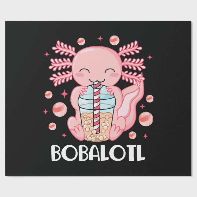 Rolig Axolotl Bubble Tea Presentpapper (Platt)