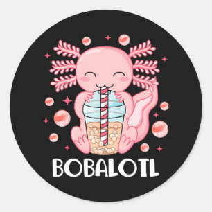 Rolig Axolotl Bubble Tea Runt Klistermärke