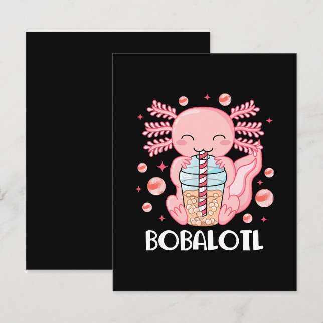 Rolig Axolotl Bubble Tea Tilläggskort (Fram/baksida)