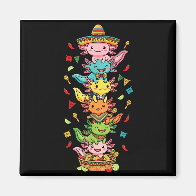 Rolig Axolotl Cinco De Mayo Barn Mäns Kvinnors Magnet (Framsidan)