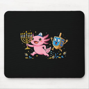 Rolig Axolotl Dreidel Menorah Hanukkah Barn Kvinno Musmatta