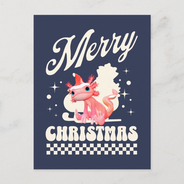 Rolig Axolotl God Jul Helg Vykort (Framsida)