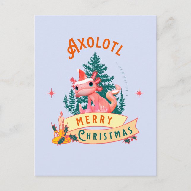 Rolig Axolotl God Jul Vykort (Framsida)
