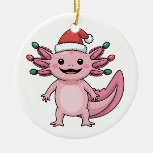 Rolig Axolotl Jul Santa Hatt Jul Outfit Julgransprydnad Keramik