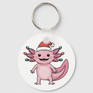 Rolig Axolotl Jul Santa Hatt Jul Outfit Nyckelring