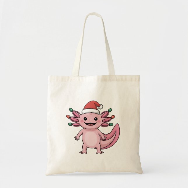 Rolig Axolotl Jul Santa Hatt Jul Outfit Tygkasse (Framsidan)