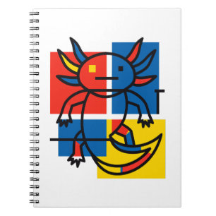 Rolig Axolotl Piet Mondrian Abstrakt Konst Mönster Anteckningsbok