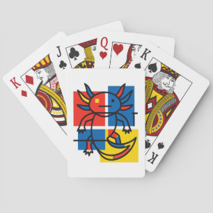 Rolig Axolotl Piet Mondrian Abstrakt Konst Mönster Casinokort