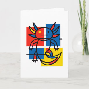 Rolig Axolotl Piet Mondrian Abstrakt Konst Mönster Helgkort