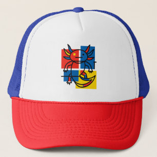 Rolig Axolotl Piet Mondrian Abstrakt Konst Mönster Keps