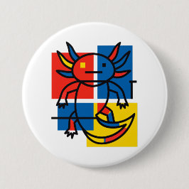 Rolig Axolotl Piet Mondrian Abstrakt Konst Mönster Knapp