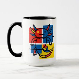 Rolig Axolotl Piet Mondrian Abstrakt Konst Mönster Mugg