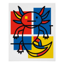 Rolig Axolotl Piet Mondrian Abstrakt Konst Mönster