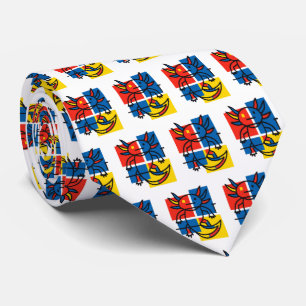 Rolig Axolotl Piet Mondrian Abstrakt Konst Mönster Slips