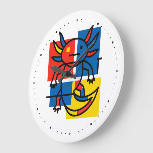 Rolig Axolotl Piet Mondrian Abstrakt Konst Mönster Stor Klocka
