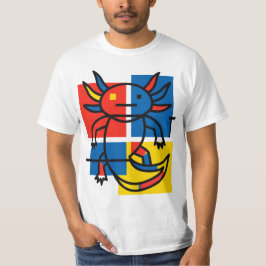 Rolig Axolotl Piet Mondrian Abstrakt Konst Mönster T Shirt