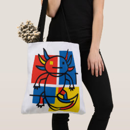 Rolig Axolotl Piet Mondrian Abstrakt Konst Mönster Tygkasse